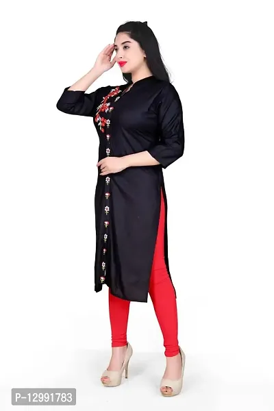 K Sam's Rayon Black Straight Kurti (KS-2450)-thumb5