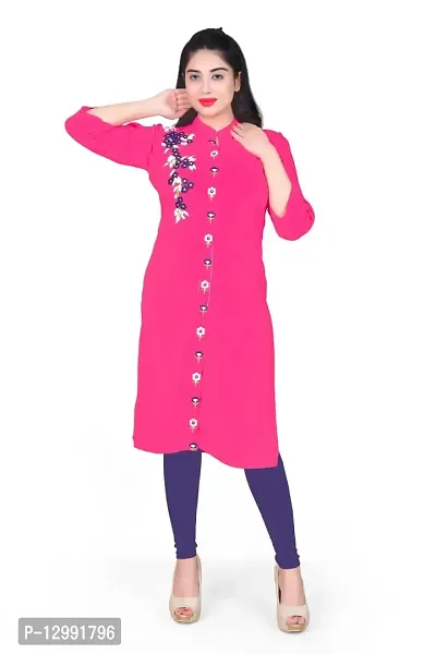 K Sam's Rayon Pink Straight Kurti (KS-2449)-thumb3