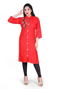 K Sam's Rayon Red Straight Kurti (KS-2448)-thumb2