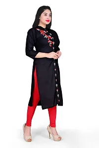 K Sam's Rayon Black Straight Kurti (KS-2450)-thumb2