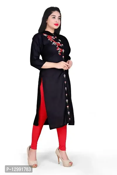 K Sam's Rayon Black Straight Kurti (KS-2450)-thumb3