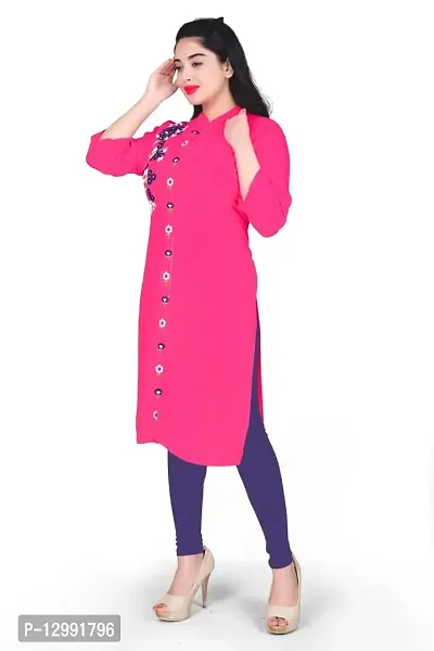 K Sam's Rayon Pink Straight Kurti (KS-2449)-thumb4