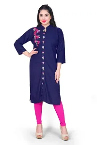 K Sam's Rayon Navy Blue Straight Kurti (KS-2447)-thumb4