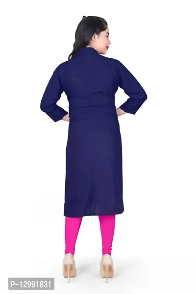 K Sam's Rayon Navy Blue Straight Kurti (KS-2447)-thumb2