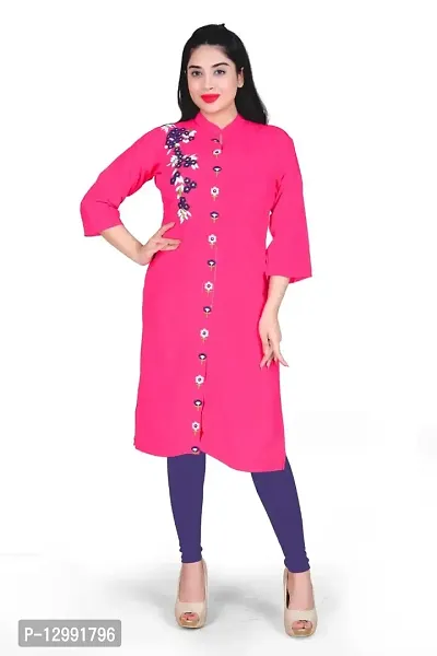 K Sam's Rayon Pink Straight Kurti (KS-2449)