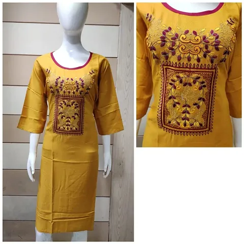 Plus Size Rayon Embroidered Kurta