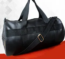 PALSHIV Jaisboy Men's And Women's PU Leather Duffle Gym Bag with Side Pocket (Black) 38cm X 22cm X 22cm-thumb4