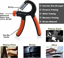 JAISBOY Combo Black Wrist Support Band/Wraps with Thumb Loop Strap  Adjustable Hand Grip Strengthener, Hand Gripper for Men  Women for Gym Workout-thumb1
