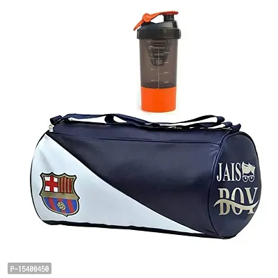 JAISBOY FCM Gym Bag Combo Sports Men's Combo of Leather Gym Bag, Spider Bottle Orange Shake Fitness Kit Accessories