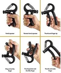 JAISBOY Combo Red Wrist Support Band/Wraps with Thumb Loop Strap  Adjustable Hand Grip Strengthener, Black Hand Gripper for Men  Women for Gym Workout-thumb1