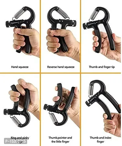 JAISBOY Combo Red Wrist Support Band/Wraps with Thumb Loop Strap  Adjustable Hand Grip Strengthener, Black Hand Gripper for Men  Women for Gym Workout-thumb2