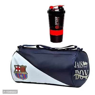 JAISBOY FCM Gym Bag Combo Sports Men's Combo of Leather Gym Bag, Spider Bottle red Shake Fitness Kit Accessories