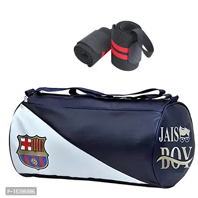 JAISBOY FCB Combo Set of Gym Bag Duffel Bag with Shoulder Strap for Men  Women with Wrist Support Band for Daily Exercise (red)-thumb0