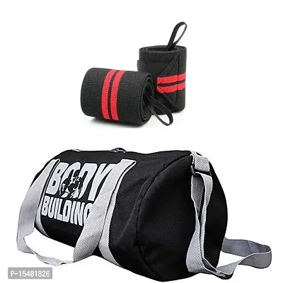 Body bulding Gym Bag Duffel Bag with Shoulder Strap for Men  Women with Wrist Support Band for Daily Exercise (red)-thumb0