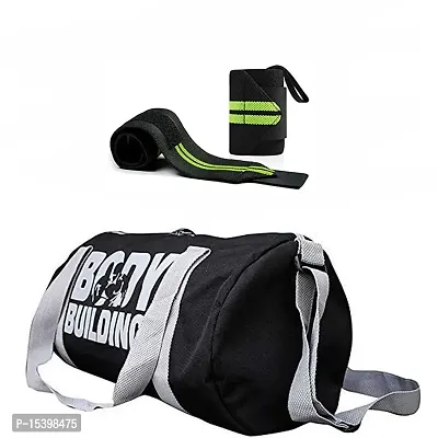 Body bulding Gym Bag Duffel Bag with Shoulder Strap for Men  Women with Wrist Support Band for Daily Exercise (Green)