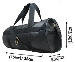 PALSHIV Jaisboy Men's And Women's PU Leather Duffle Gym Bag with Side Pocket (Black) 38cm X 22cm X 22cm-thumb1