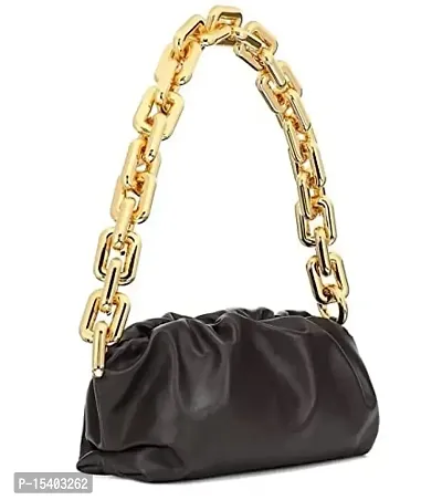 Beautiful Cloud Shape Sling Bag,Trendy Fashion Shoulder Bag Chain Handle  Long Strap For Women Crossbody slingbag (black)-thumb0