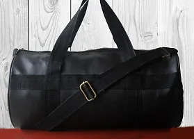PALSHIV Jaisboy Men's And Women's PU Leather Duffle Gym Bag with Side Pocket (Black) 38cm X 22cm X 22cm-thumb2