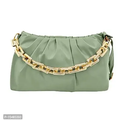 Beautiful Cloud Shape Sling Bag,Trendy Fashion Shoulder Bag Chain Handle  Long Strap For Women Crossbody slingbag (green)-thumb0