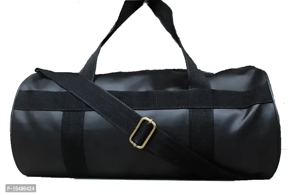 PALSHIV Jaisboy Men's And Women's PU Leather Duffle Gym Bag with Side Pocket (Black) 38cm X 22cm X 22cm