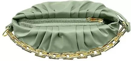 Beautiful Cloud Shape Sling Bag,Trendy Fashion Shoulder Bag Chain Handle  Long Strap For Women Crossbody slingbag (green)-thumb3