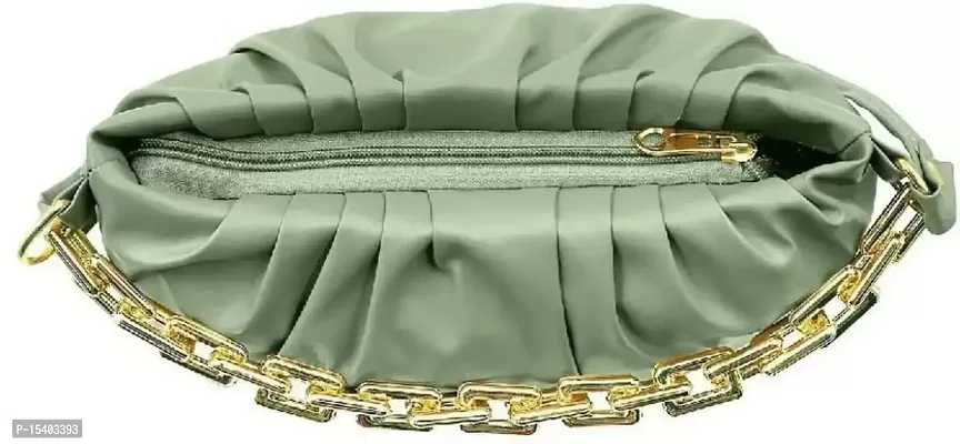Beautiful Cloud Shape Sling Bag,Trendy Fashion Shoulder Bag Chain Handle  Long Strap For Women Crossbody slingbag (green)-thumb4