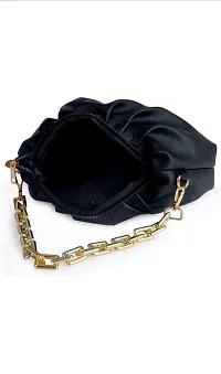 Beautiful Cloud Shape Sling Bag,Trendy Fashion Shoulder Bag Chain Handle  Long Strap For Women Crossbody slingbag (black)-thumb1
