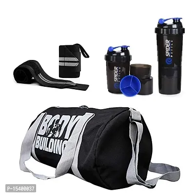Buy Gym Accessories Combo Set for Men and Women Workout Gym Bag/Duffle Bag,  Black Gloves and Blue Spider Shaker/Bottle Online In India At Discounted  Prices