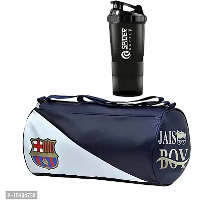 JAISBOY FCM Gym Bag Combo Sports Men's Combo of Leather Gym Bag, Spider Bottle Black Shake Fitness Kit Accessories