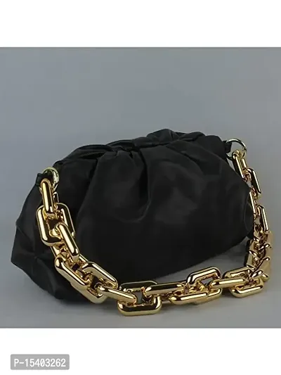 Beautiful Cloud Shape Sling Bag,Trendy Fashion Shoulder Bag Chain Handle  Long Strap For Women Crossbody slingbag (black)-thumb5