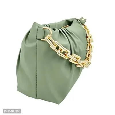 Beautiful Cloud Shape Sling Bag,Trendy Fashion Shoulder Bag Chain Handle  Long Strap For Women Crossbody slingbag (green)-thumb3