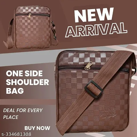 Stylish PU Synthetic Leather Sling Cross Body Travel Messenger One Side Shoulder Bag for Men  Women