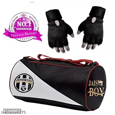 Gym Bag, Shoulder Bag, Sports Bag for Men  Women with Gloves for with Wrist Support Accessories (Black, Free Size)
