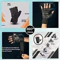 Gym Bag, Shoulder Bag, Sports Bag for Men  Women with Gloves for with Wrist Support Accessories (Black, Free Size)-thumb1