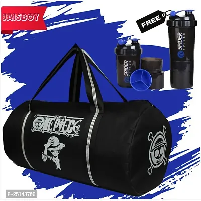 Anime printed Gym Bag Combo for Men Gym Bag with Shakers for Protein Shake with 2 Storage Compartment ,high qulity gym Gloves Gym kit for Men and Women Gym Bag  Fitness Kit