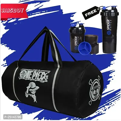 Anime printed Gym Bag Combo for Men Gym Bag with Shakers for Protein Shake with 2 Storage Compartment ,high qulity gym Gloves Gym kit for Men and Women Gym Bag  Fitness Kit-thumb0