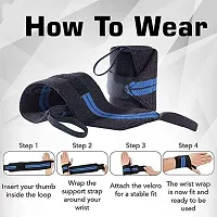 Combo Set Gym Bag with green Wrist Support Band and Blue stop Bottle and High quality black Glove-thumb4