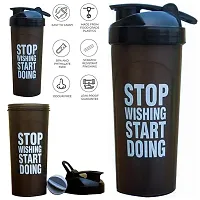 Combo Set Gym Bag with green Wrist Support Band and Blue stop Bottle and High quality black Glove-thumb2