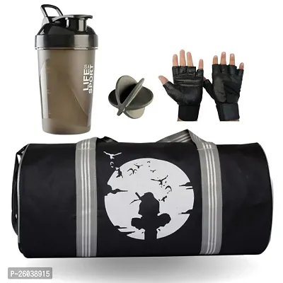 Anime printed Gym Bag Combo for Men Gym Bag with Gym Shaker Protein Life Sipper high quality Gym hand Gripper-thumb0