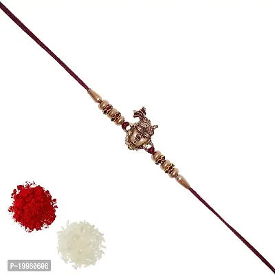 (Combo of 10) Satvikta Premium Quality Sanitized Shrinathji Pink Premium Antique Metal Rakhi with Roli and Chawal Designer thread rakhi for brother