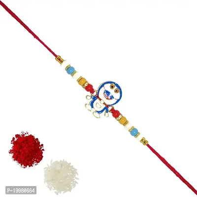 (Combo of 6) Satvikta Premium Quality Sanitized Doremon Cartoon Metal Rakhi with Roli and Chawal Designer thread rakhi for brother