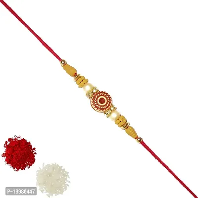 Satvykta Chakra with White Pearl Designer Thread Rakhi for Men (Yellow  Brown) (Pack of 7)