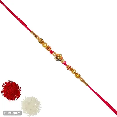 Satvykta Glorious Gold Plated Ganesha Face Designer Thread Rakhi for Men Golden (Pack of 10)