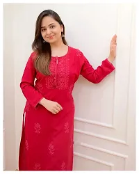 Stylish Red Rayon Kurta For Women-thumb1