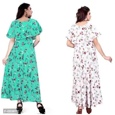 Multicoloured Crepe Printed Ethnic Gowns For Women-thumb2