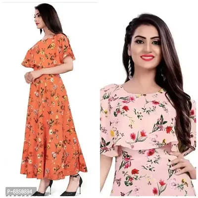Multicoloured Crepe Printed Ethnic Gowns For Women-thumb3