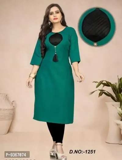 Fashionable Cotton Black Design Green Kurti-thumb0