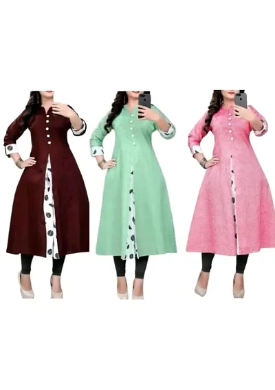 Combo of 3 - Stylish A-Line Crepe Kurta