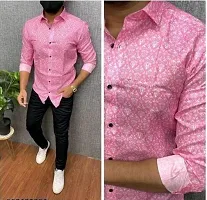Men Party Wear Pink Cotton Print Stitched Shirt-thumb2