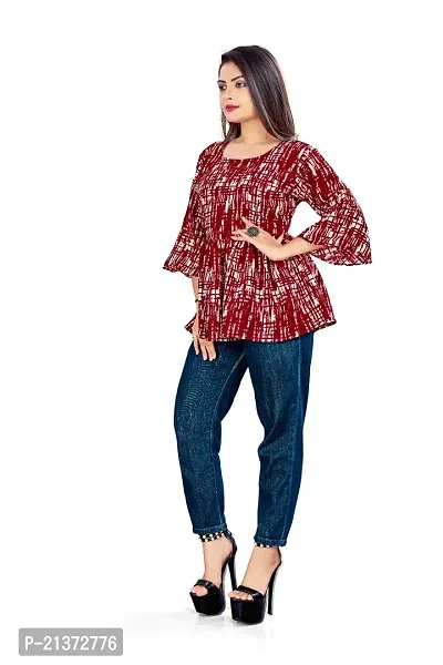 WomenGirls Cotton Checks Top Maroon-thumb2